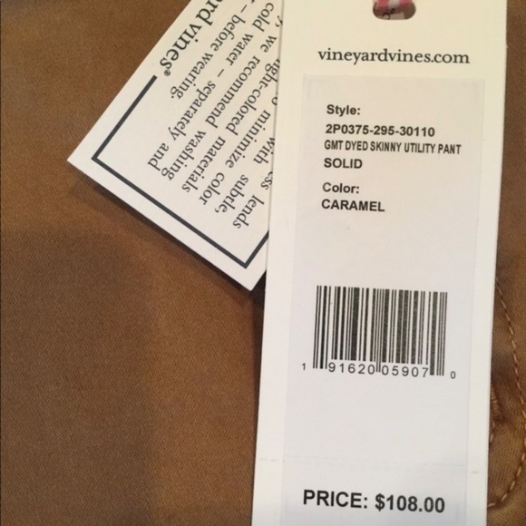 Vineyard Vines NWOT Garment Dyed Skinny Utility Pant (4) - Picture 13 of 14